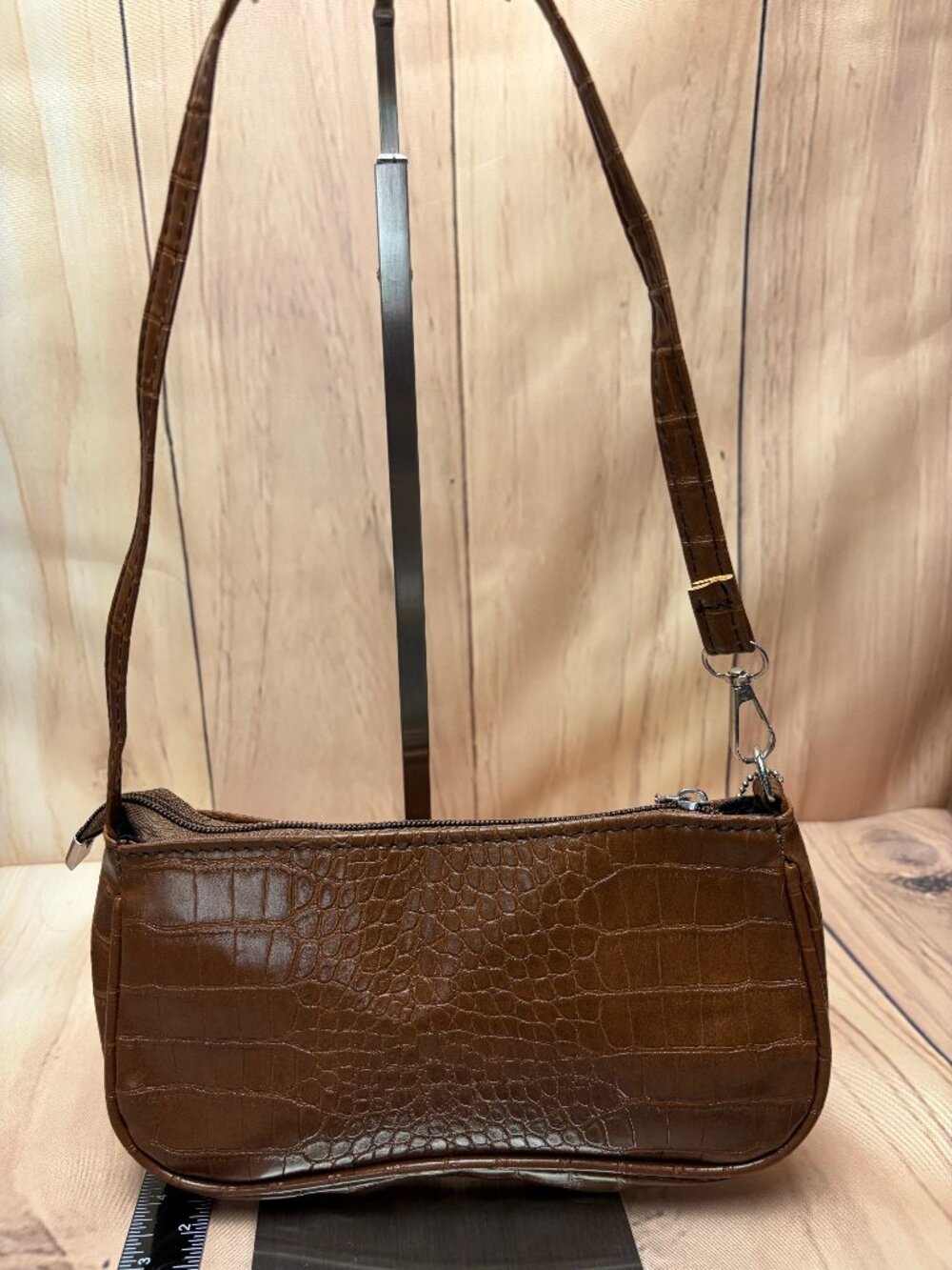 Small croc embossed shoulder bag